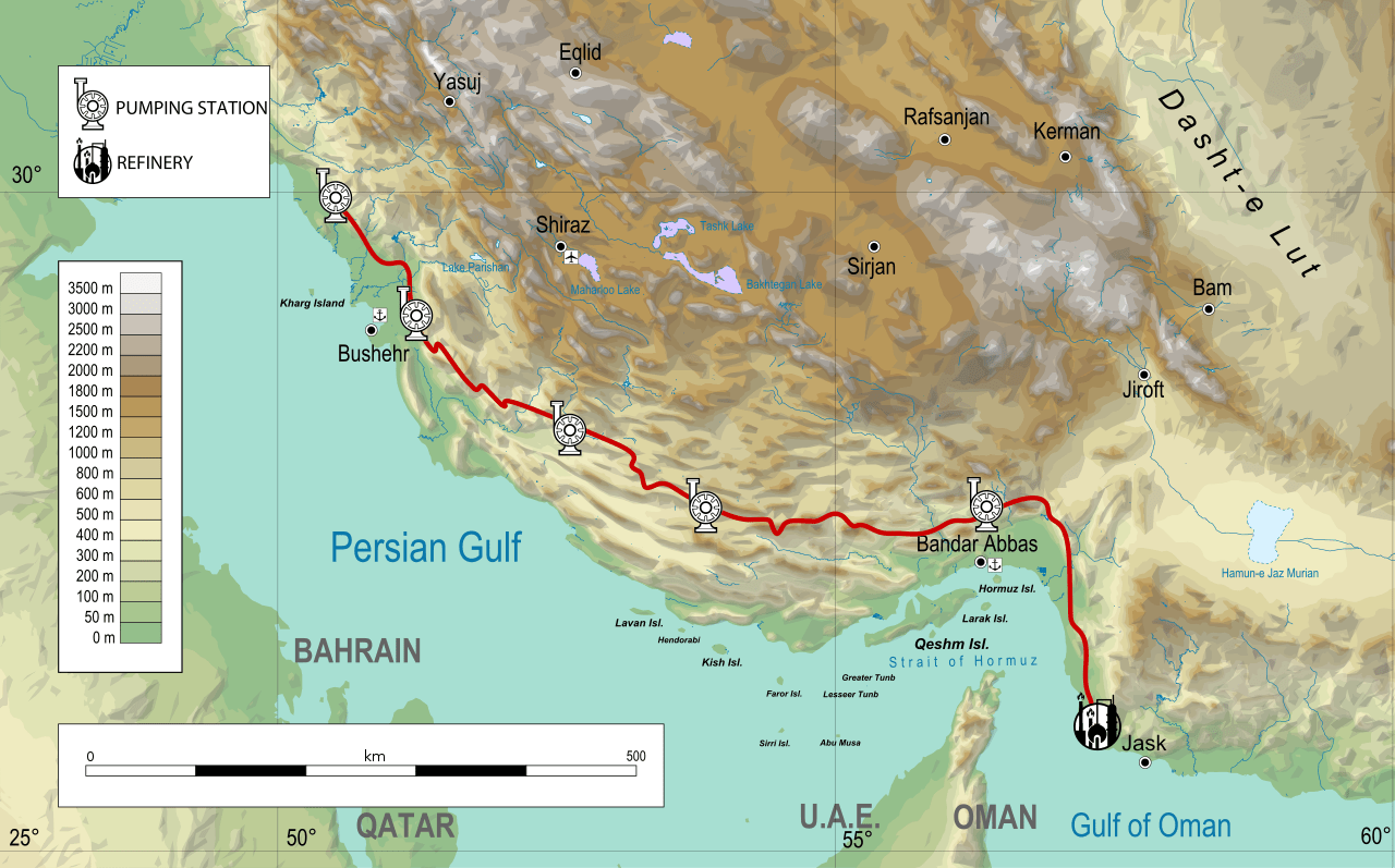 Goreh Jask pipeline map