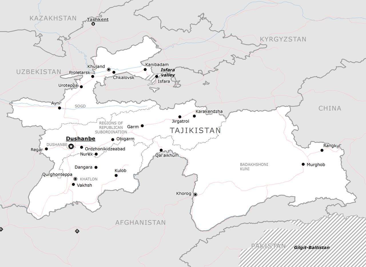 Countering Drug Trafficking Russia Tajikistan Cooperation   Tajikistan Map 