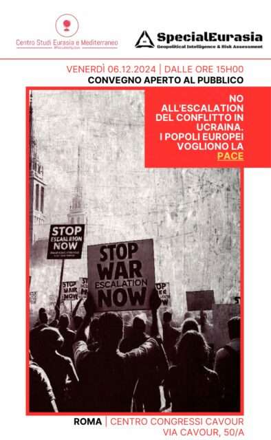 #SaveTheDate | Roma | Venerdi 6 Dicembre 2024 | “No all’escalation del conflitto in Ucraina. I popoli europei vogliono la pace”